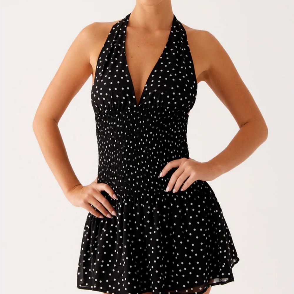 Peppermayo Exclusive - Holden Mini Dress - Black Polka Dot